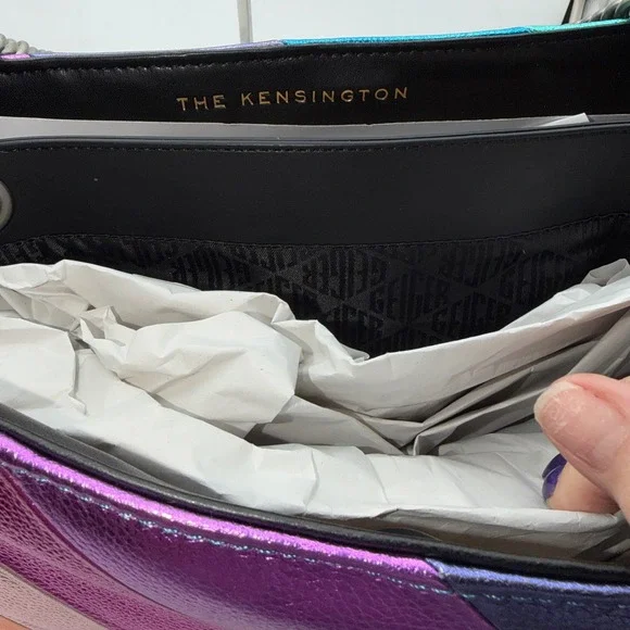 Kurt Geiger London XXL Kensington Bag Rainbow Metallic Leather Eagle Head NEW - Picture 10 of 14